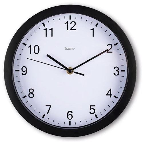 hama Wanduhr Elba weiß schwarz Kunststoff, Ø 25,0 cm