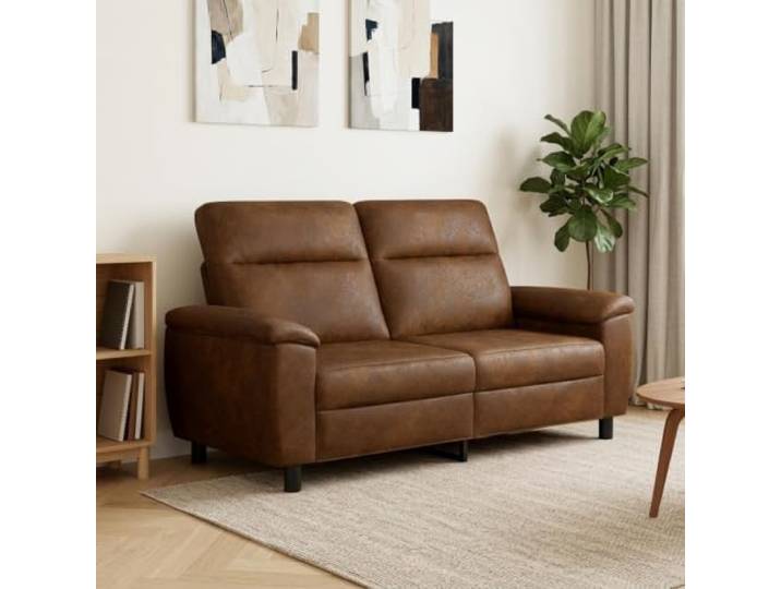 Sofa Braun 178 x 90 x 95 cm Kunstwildleder Metallrahmen,Faserfüllung,Sperrholzarmlehnen,abnehmbare Bezüge,Reißverschluss,pflegeleicht