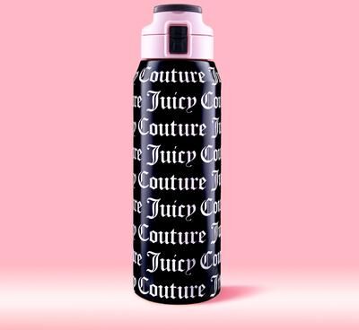Juicy Couture Glam Getaway Hydration Stainless Steel Tumbler with Flip Top Lid