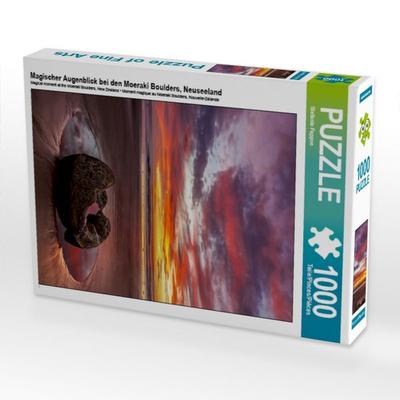 CALVENDO Puzzle Magischer Augenblick bei den Moeraki Boulders, Neuseeland | 1000 Teile Lege-Größe 64 × 48 cm Foto-Puzzle für glückliche Stunden