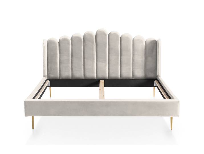 Muschelbett, Samt, Beige, 192×218×115 cm, Muschel-Design, Modern, SalesFever