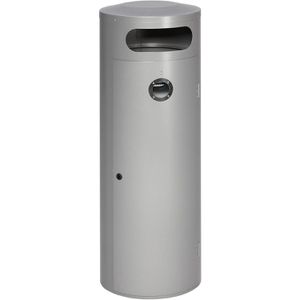 VAR Aschenbecher KS 90, silber, für Outdoor, 2in1, Aschenbecher & Mülleimer aus Metall, 42 x 125cm, 90 L
