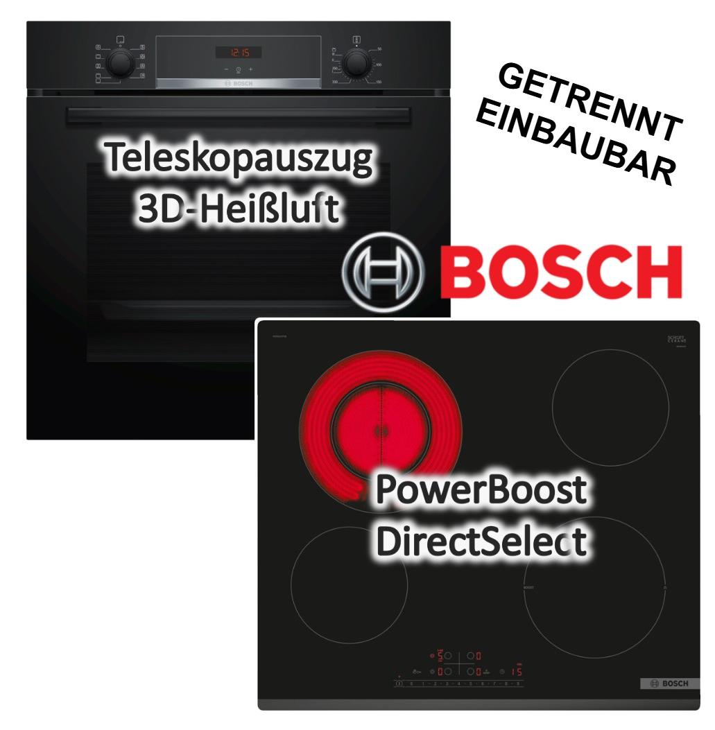 Bosch Herdset Hydrolyse Pizzafunktion Teleskopauszug+ Elektrokochfeld DirectSelect PowerBoost