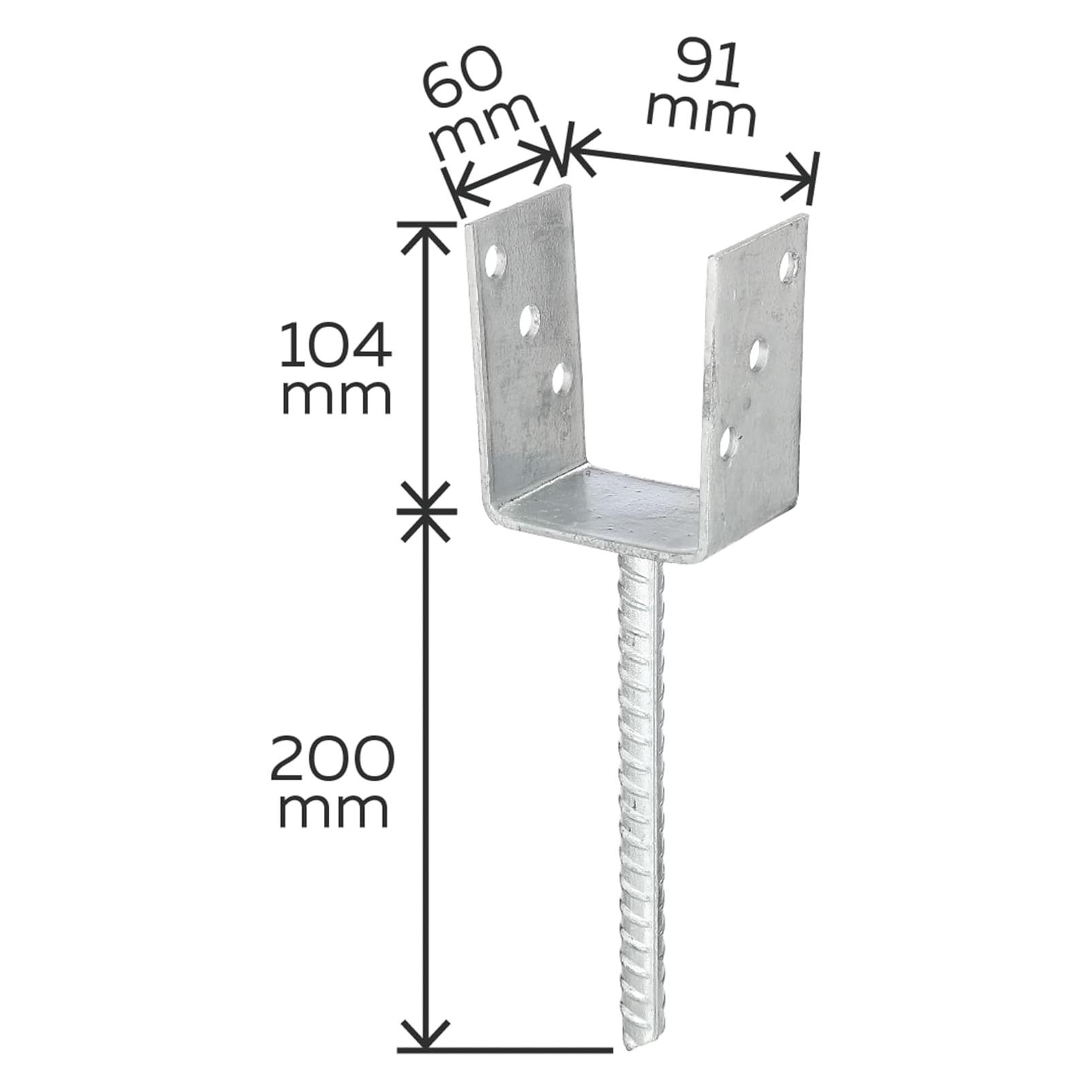 GAH U-Pfostenträger mit Betonanker aus Riffelstahl (214265) (1 Stk.) (214265)