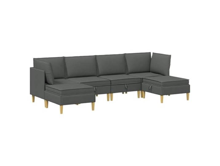 PUGYNBK Modulares Sofa-Set mit Aufbewahrung, 6 Stück, dunkelgrau Robustes Sperrholz, Kissen aus Polyester, abnehmbare Bezüge, flexible Aufteilung