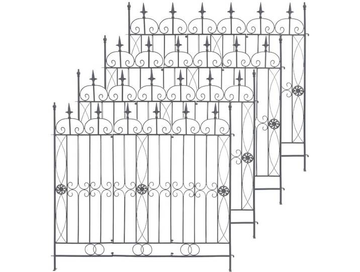 CLP Gartenzaun 4er Set Metall Anthrazit, 124x116 cm, Sonnen- & Sichtschutz, Sichtschutz Garten