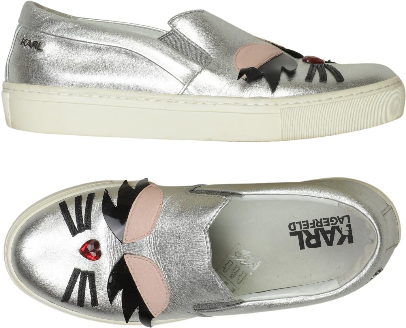 Karl by Karl Lagerfeld Damen Sneaker, Silber, Gr. EU 36, Leder - Second Hand