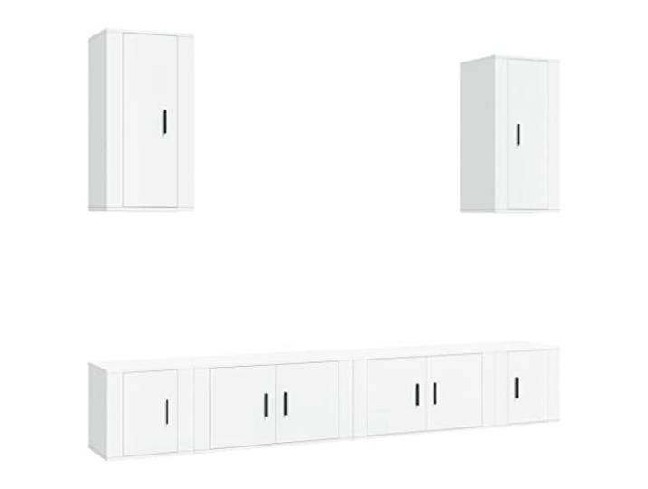 GKHPYURE TV-Möbel-Set, 6-teilig, weiß, Holz, mehrschichtig Wanddesign, großer Stauraum, 6 Stück in verschiedenen Größen, einfache Montage