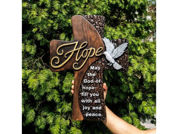 Croix chrétienne religieuse en bois, décoration murale pour la foi, l'espoir, la maison, l'église catholique