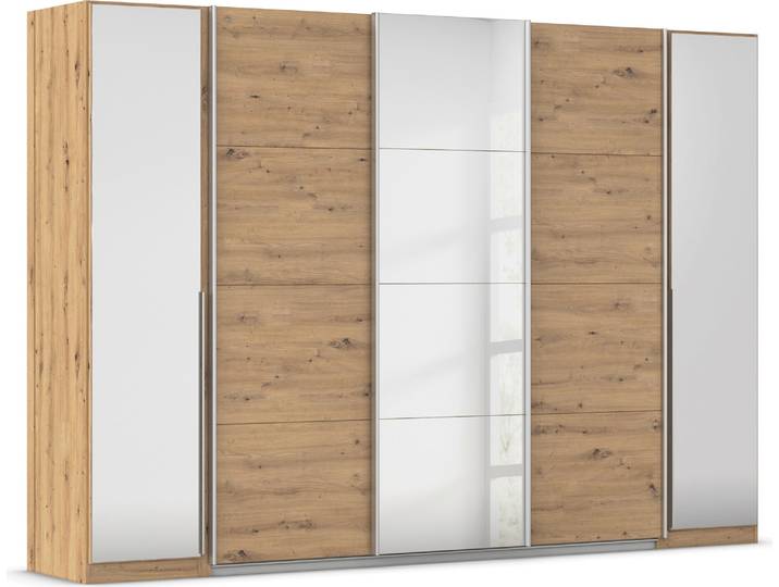 Schwebetürenschrank, 301x210 cm, Holzwerkstoff, Braun, Durchdachte Innenausstattung, Klassisch, Rauch