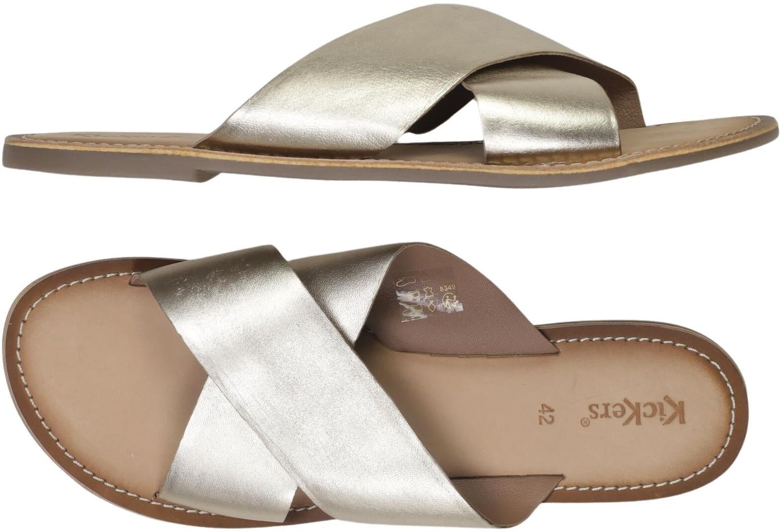 Kickers Damen Sandalen, Silber, Gr. EU 42, Leder - Second Hand