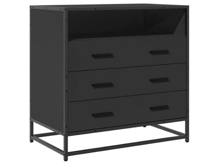 LMTYOENFG Kommode Schwarz 70x41x70 cm Schubladenschrank Metall 3 geräumige Schubladen mit stabilen Metallgestell für Flur und Schlafzimmer, pflegeleicht und belastbar bis 70 kg.