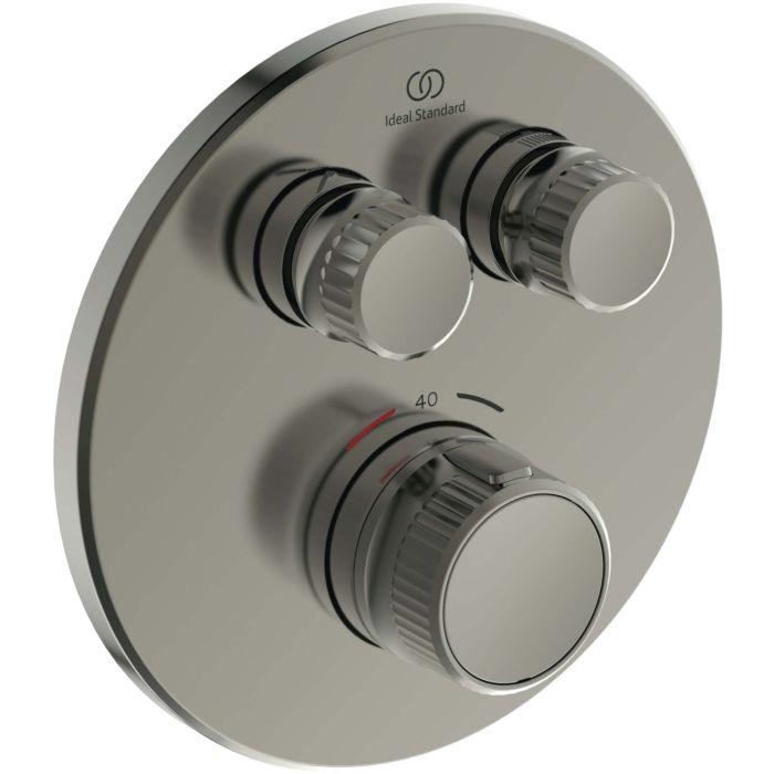 Ideal Standard CeraTherm Navigo Brausethermostat Unterputz A7296GN rund, 2 Entnahmen, Fertigmontageset, silver storm