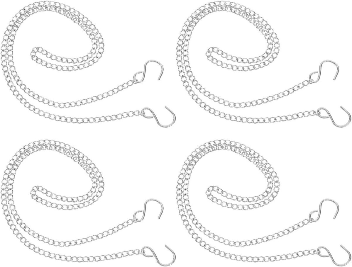 Set van 4 zilveren metalen decoratieve ophangkettingen