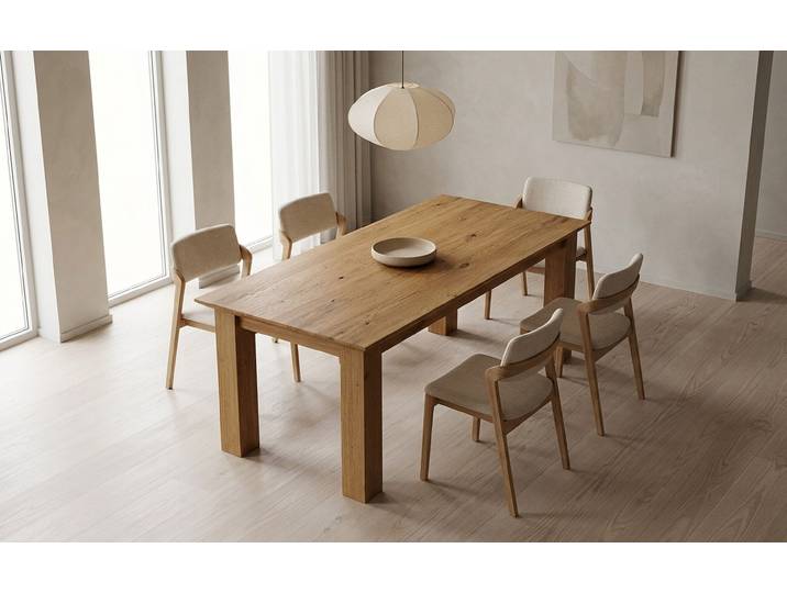 Table sur mesure en bois massif modèle berlin Chêne noueux Naturel huilé