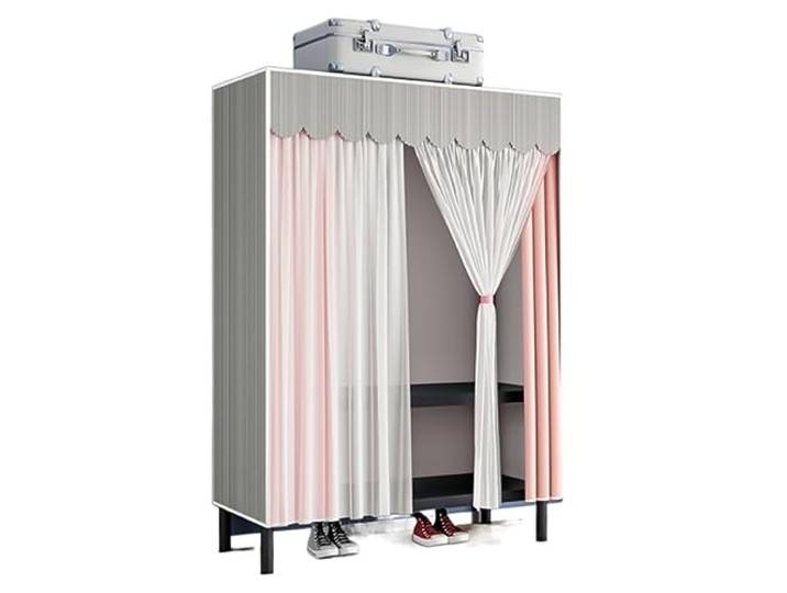 CVdrtyED Kleiderschrank Robuster Kleiderständer, Tragbarer Schrank Mit Abdeckung, Metall-Kleiderschrank Schlafzimmer Organizer(85 * 45 * 175cm)