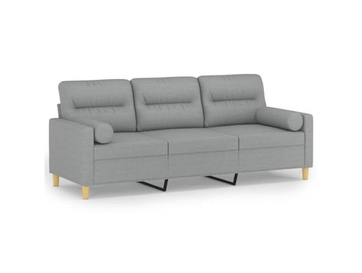 Todiikf 3-Sitzer Sofa mit Zierkissen Hellgrau 198x77x80cm Polstersofa Strapazierfähiges Stoffsofa mit robustem Metallgestell, weichen Kissen und abnehmbaren Bezügen für Ihr Wohnzimmer.