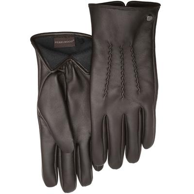 Lederhandschuhe PEARLWOOD "Gates", Herren, Gr. 9, braun (schwarz braun), Schafsleder, Biesen, unifarben, Handschuhe, weiches Innenfutter aus Fleece