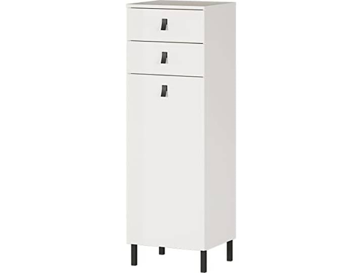 möbelando Kommode >M-417< (BxHxT: 39x119x35 cm) in Weiss - 39x119x35cm (BxHxT)