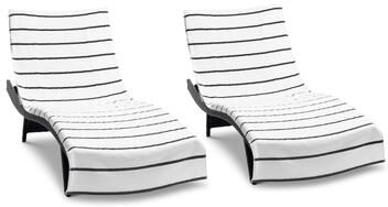 Arkwright Home Las Rayas 2-Piece Chaise Lounge Towel Covers with Top Pocket - 30x85