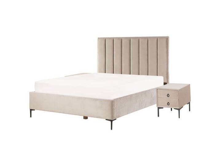 Ensemble de chambre Velours SEZANNE 160 x 200 cm Taupe