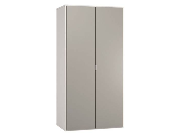 Drehtürenschrank, Weiß/Grau, 187x93x57 cm, Holzwerkstoff, Soft Close & LED-Beleuchtung, Modern