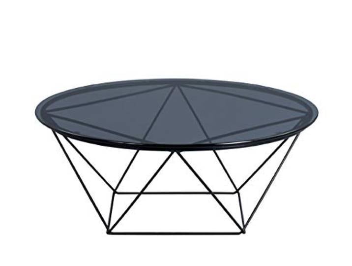 M2 Kollektion Nairo 2 Couchtisch/Beistelltisch, Glas, grau, Durchmesser 90cm, Höhe 36cm