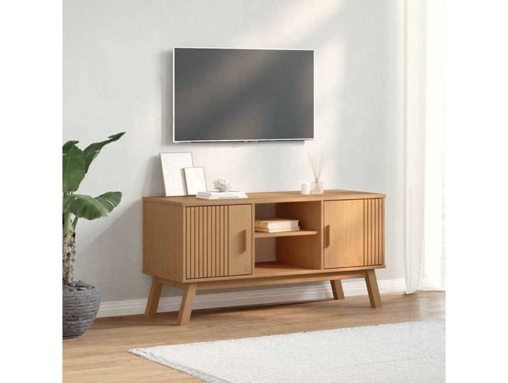 Meilleures Meuble TV OLDEN marron 114x43x57cm - bois de pin massif SSD58569232