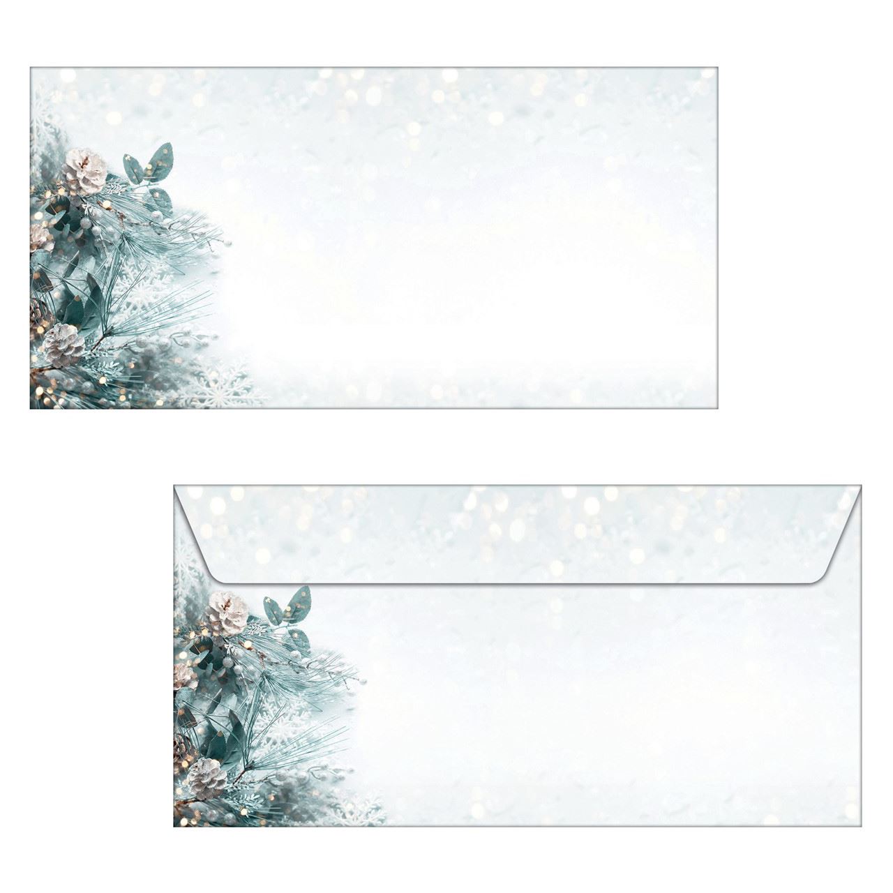 SIGEL 50 Weihnachtsbriefumschläge Eukalyptus magic DIN lang ohne Fenster
