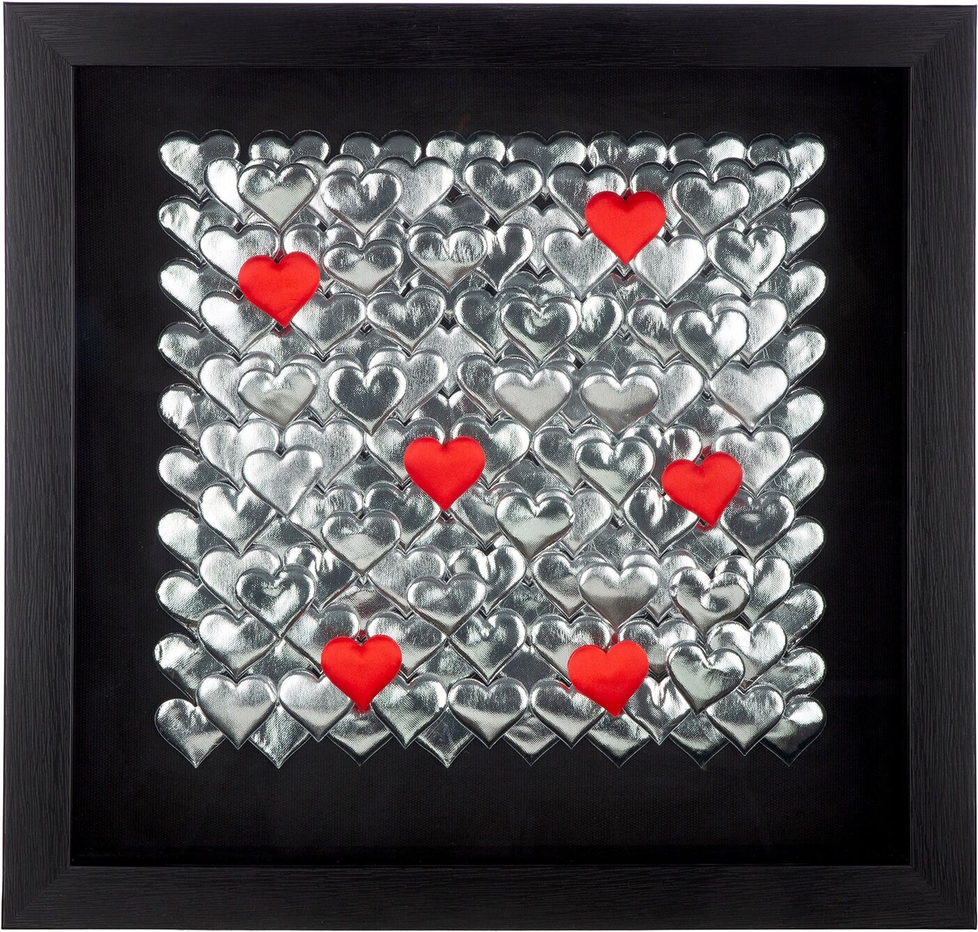 Metallbild GILDE "Bild quadratisch Heart schwarz", silber (farbe rahmen: schwarz, farbe bild(er): schwarz), B:40cm H:40cm T:5cm, Kunststoff, Bilder, Metallbild, Herzbild Wanddekoration romantisch modern 3D-Optik Wohnaccessoire farbe rahmen: schwarz, farbe