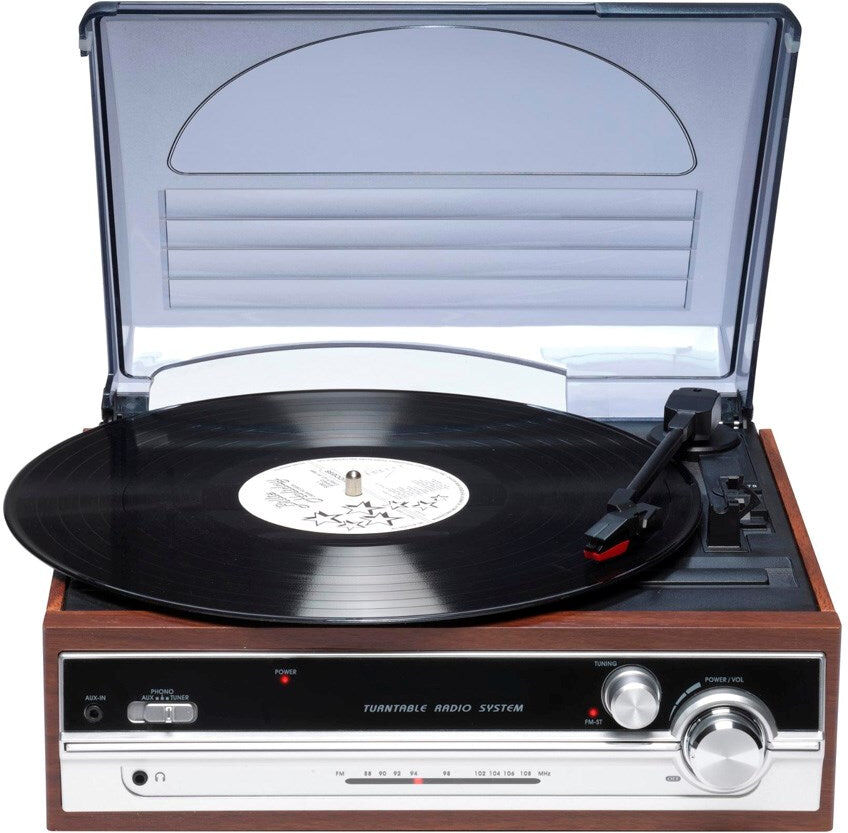 Denver VPR-190MK3 Pladespiller m. 2 x 15W Indbyggede Højtalere & FM Radio - Brun