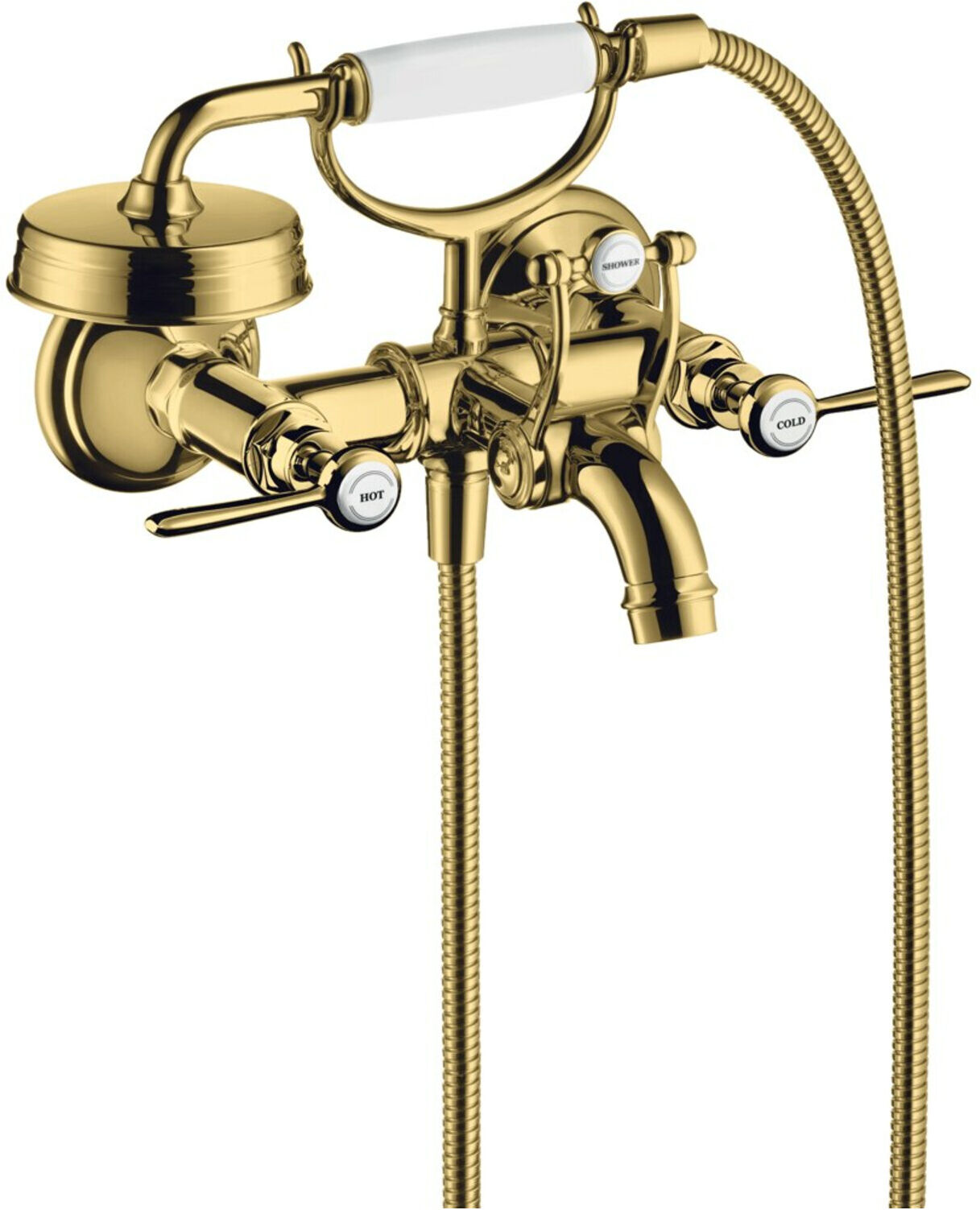 Hansgrohe Zwei-Griff-Spültischarmatur Axor Montreux AP, A 224mm, m Hebelgr., pol. gol opt (16551990)