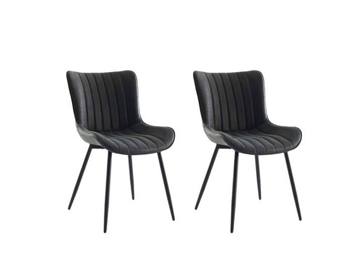 Chaise ergonomique - LUNSY - Lot de 2 - Revêtement cuir PU - Structure métallique - Hauteur d'assise 47 cm