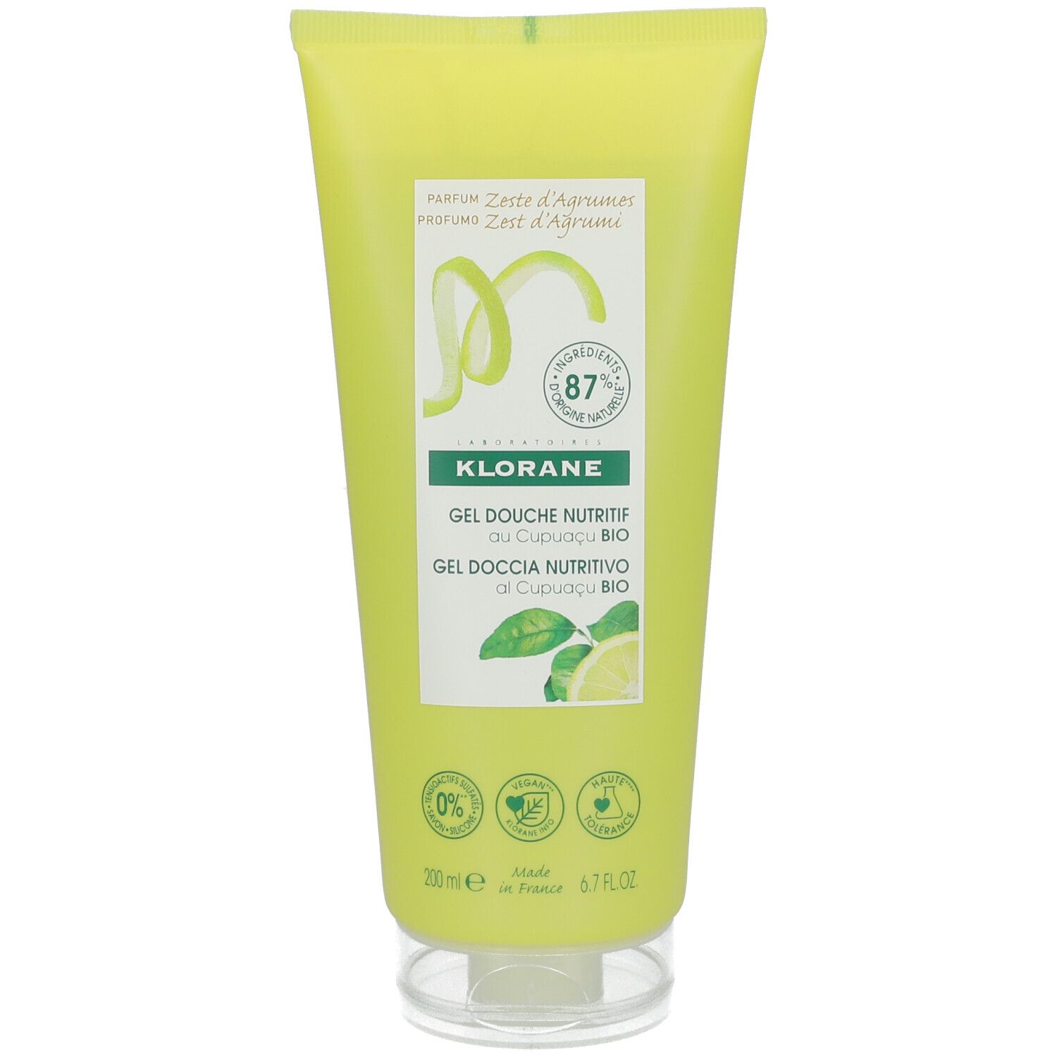 Klorane Voedende Douchegel Cupuaçu Bio - Zeste van Citrusvruchten Nieuwe Formule 200ml 200 ml Duschgel