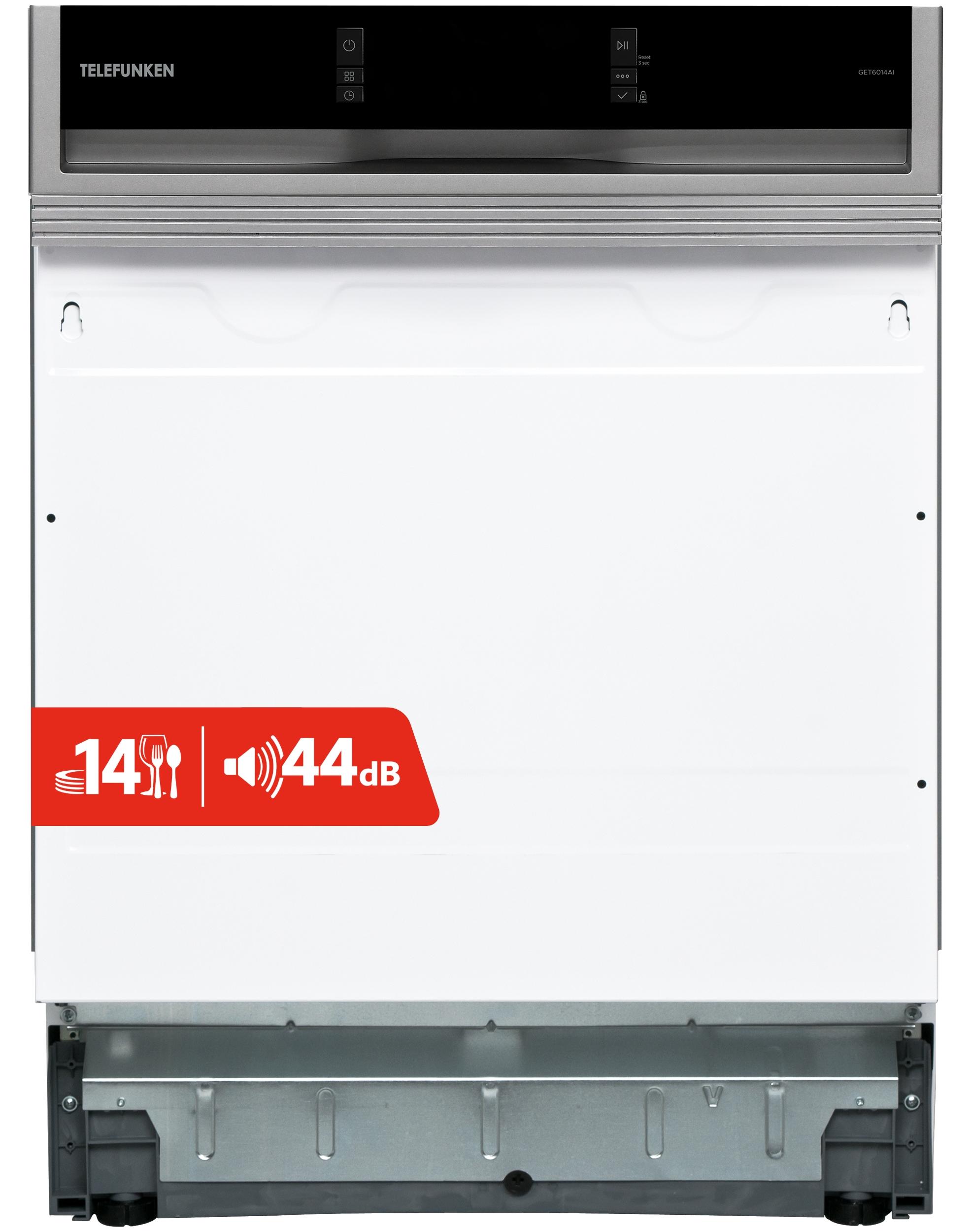 Telefunken Geschirrspüler 60 cm teilintegrierbar | Einbau Spülmaschine | 14 Gedecke | 9 Programme | AquaStop | GET6014AI