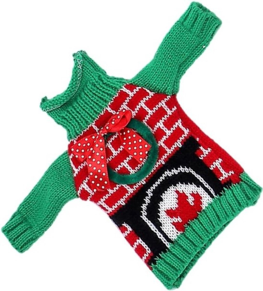 Rode Kerst Flessenhoes met Cartoon Design - 27 x 17 cm