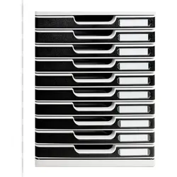 Exacompta 302014D 1x Modulo Ablagebox mit 10 Schubladen, ideal für Dokumente DIN A4 - grau/schwarz