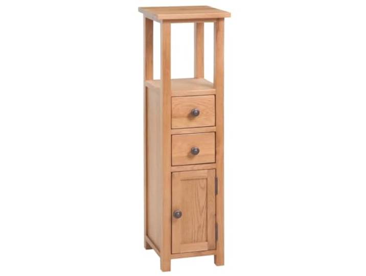 KGHFDVB Eckschrank 26x26x94 cm Massivholz Eiche 2 Schubladen, 1 Türfach, Vielseitig für Bad, Flur, Schlafzimmer, Rustikales Design