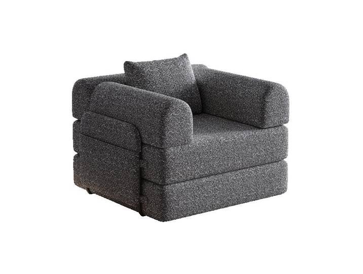 VLIVRA Fauteuil Convertible 1 Place Modulable - avec Fonction Lit et Rangement dans l'Accoudoir - en Chenille - Gris