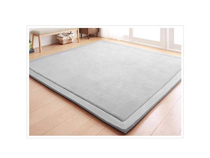 Loartee 200x250cm Kinder-Teppich, korallenrote Samt-Krabbeldecke fürs Kind Silbergrau, Korallenroter Samt-Kinderteppich, stoßdämpfend, für Krabbelkinder