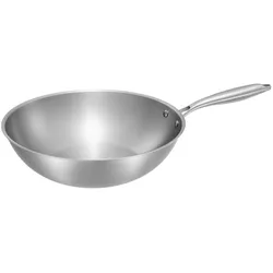 RESTO Mizar Wok Ø28 cm – Tri-Ply Edelstahl ohne Beschichtung – PFAS-frei – Induktion – Ofenfest – Alle Herdarten