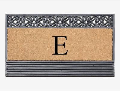 "A1 Home Collections First Impression Rubber and Coir Rosewood 24"" X 36"", Heavy Duty Outdoor Monogrammed Doormat"