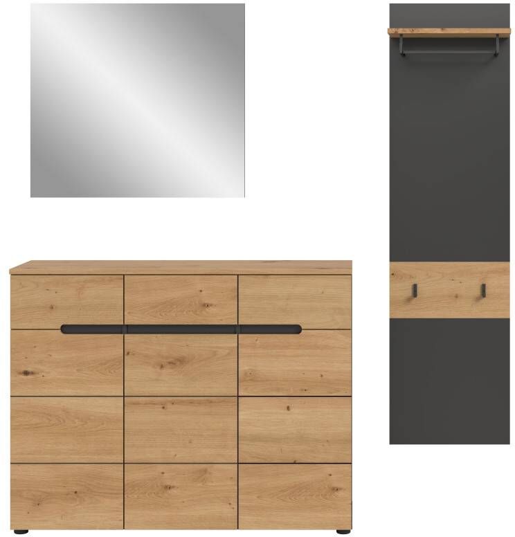 Pharao24.de Flurmöbel Garderobe Platzsparend mit Mit integriertem Paneel (zweiteilig)