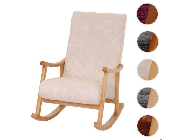 MCW Fauteuil à bascule MCW-K10 chenille (465g/m²) crème piètement naturel