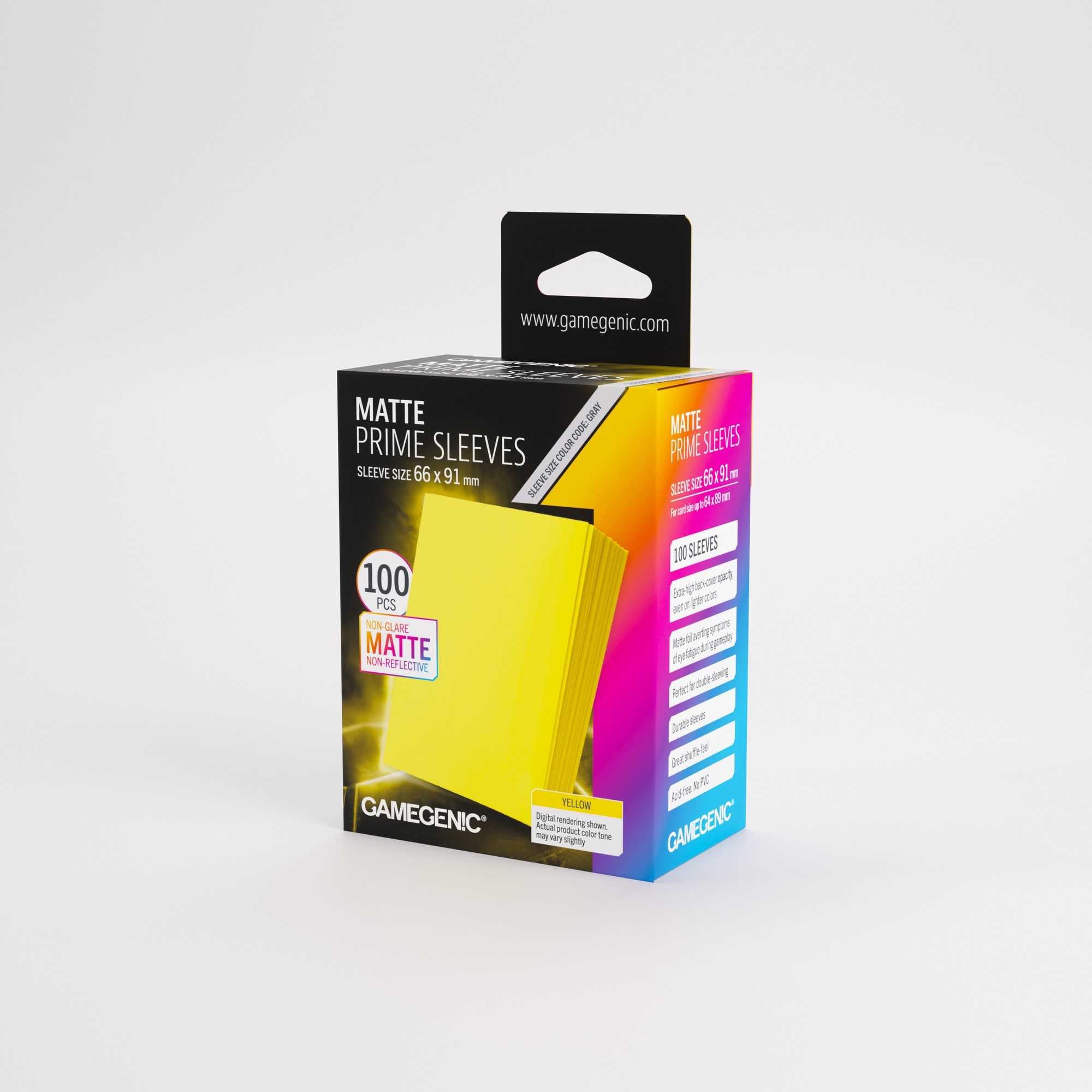 Gamegenic Matte Prime Card Sleeves Yellow 66 x 91 mm, 100 Pack, PVC-Free, Acid-Free, Double-Sleeving Compatible