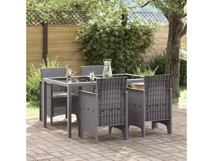 Polypropylen Terrassenstuhl rechteckig 4er Set Hellgrau 53 x 49 x 85 cm Gartenstuhl 4er Set Hellgrau Polypropylen Stapelbar UV-Beständig Balkon Terrasse Sitzgruppe Wetterfest