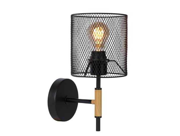 LUCIDE BASKETT - Wandleuchte - 1xE27 schwarz, helles holz