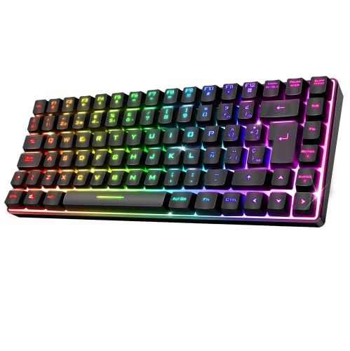 Spirit of Gamer CLA-EK70ES Semi-mechanisch Gaming-toetsenbord met RGB LED-verlichting, Draadloos RF en USB, QWERTY, Zwart