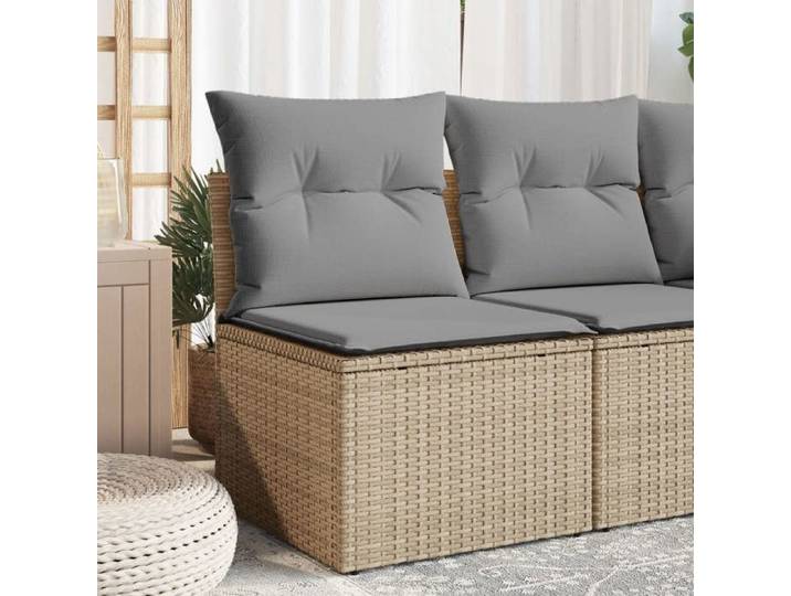 Canapé de Jardin sans Accoudoirs Coussins Siège avec Housse Meuble de Terrasse Patio Balcon Extérieur Beige Résine 366085