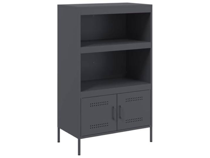 Roanoer Highboard Anthrazit 68x39x113 cm Industriedesign Stahl Schrank Robustes Metallmöbel mit 2 Fächern und 2 Ablagen für Ordnung im Schlafzimmer und Flur. Pflegeleichtes Design.
